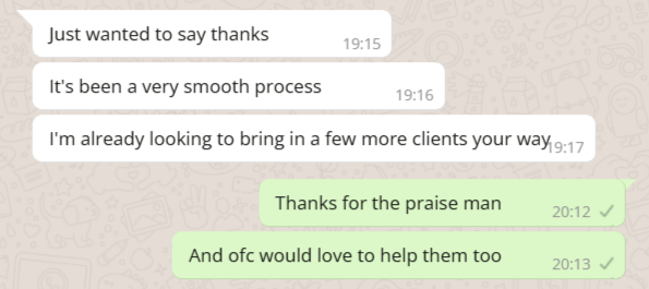 Client recommending the service to other friends